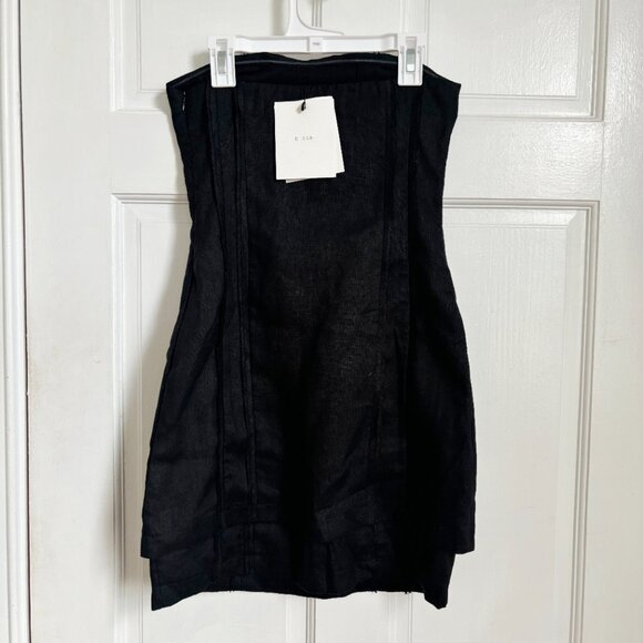 DISSH Dulce Mini Dress Black Linen Short Strapless Tube Layered Zip 34 5712 - Picture 4 of 10